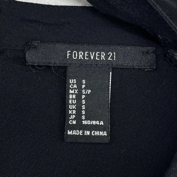 Forever 21 Blouse Womens S Black Pullover Draped V-Neck Knot Hem Keyhole Back - Picture 10 of 11